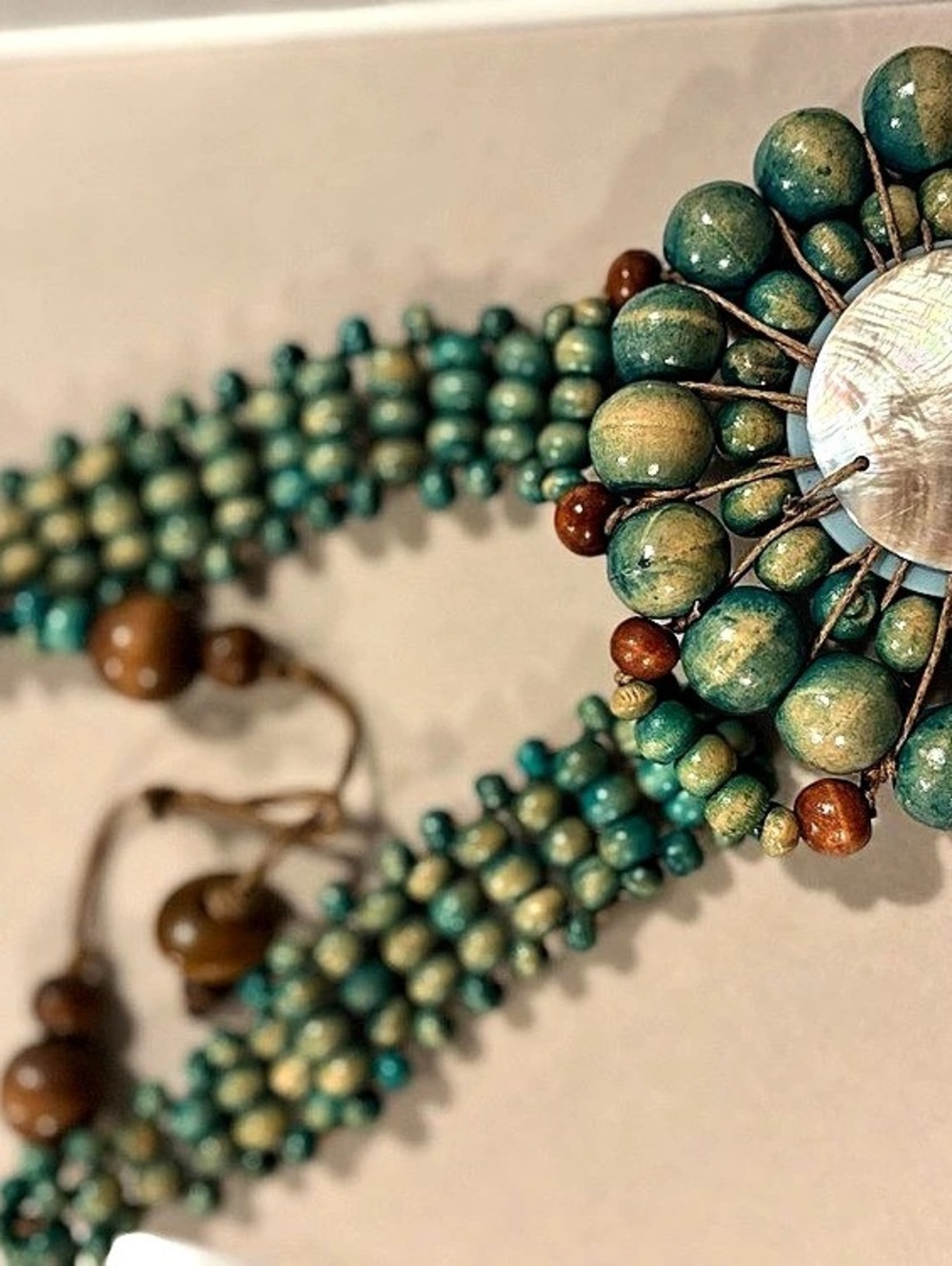Green & Brown Shell Statement Necklace